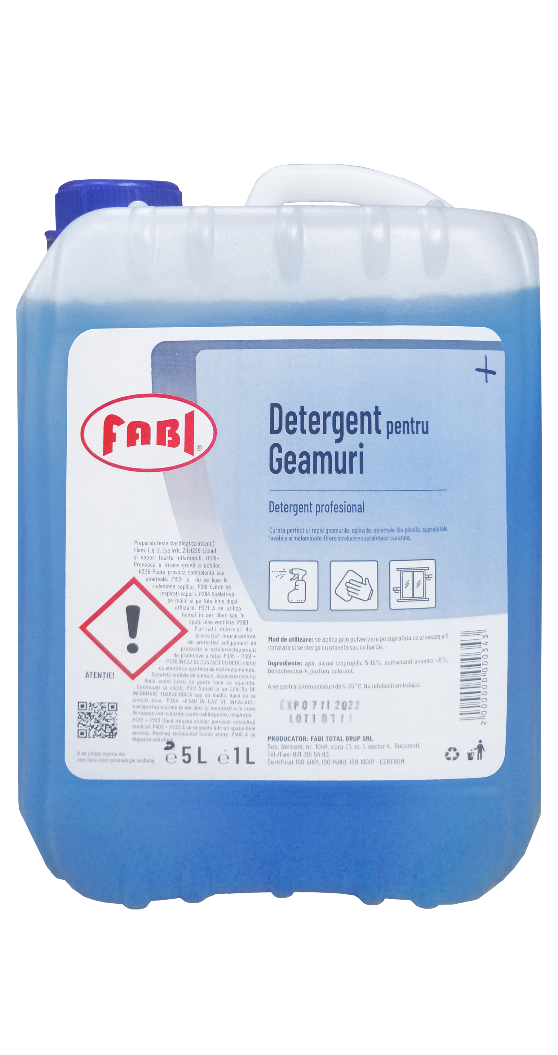 Detergent profesional pentru geamuri Fabi canistra 5L Fabi imagine 2022 depozituldepapetarie.ro
